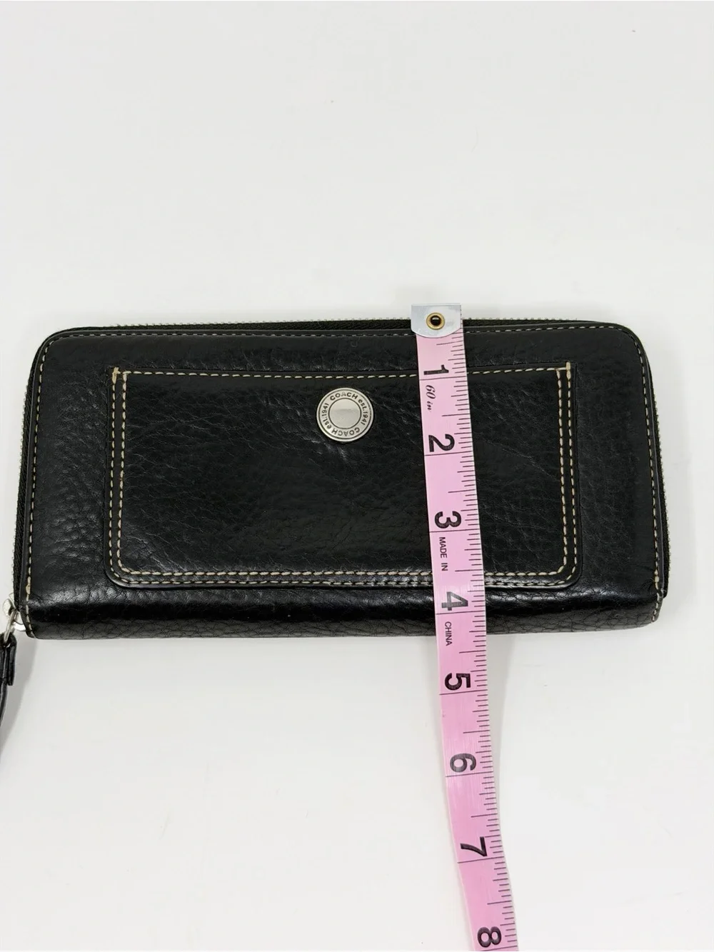 Coach Black Pebbled Leather Zip Around Continental Wallet